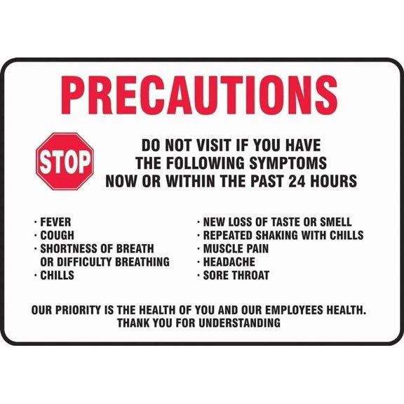 Safety Precautions Do Not Visit With Symptoms Metal Sign, Health Warning Plaque For Home Business Public Use, Symptom Check Sign, 8x12 Inch