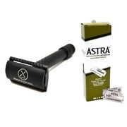 Safety Razor For Men Double Edge Real Hand Crafted German Steel Black XPERSIS PRO with extra Astra Blade
