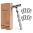 thumbnail image 1 of Safety Razor for Men & Women - Double Edge Single Blade Razor with 10 Blades, Reusable One Blade Razor for Close Shave (Mens & Womens Razor, Eco-Friendly), 1 of 8
