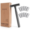 thumbnail image 1 of Safety Razor for Men & Women - Double Edge Single Blade Razor with 10 Blades, Reusable One Blade Razor for Close Shave (Mens & Womens Razor, Eco-Friendly), 1 of 8