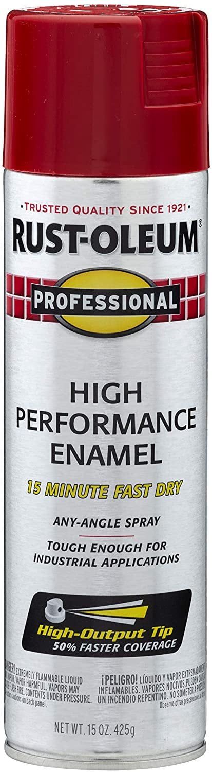 Safety Red, Rust-Oleum Professional High Performance Enamel Gloss Spray Paint-7564838, 15 oz