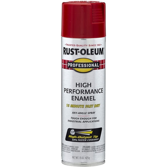 Safety Red, Rust-Oleum Professional High Performance Enamel Gloss Spray Paint-7564838, 15 oz