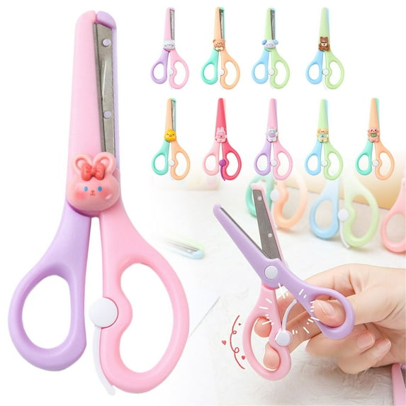 Safety Scissors Bunny Left Handed Scissor with Cap Blunt Tip Home Use Crafting Scissor Arts Cutting Paper Scissors Scissors