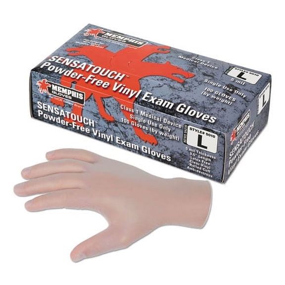 Safety Sensatouch Vinyl Disposable Medical Grade Gloves, Powder-Free, Medium, 5 mil Thick, 9.96" Lon | Bundle of 5