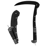 Safety Sharp Gardening Weeding Folding Sickle Wood Handle with Retro Bolsters Safety Scythe Tool with Sheath