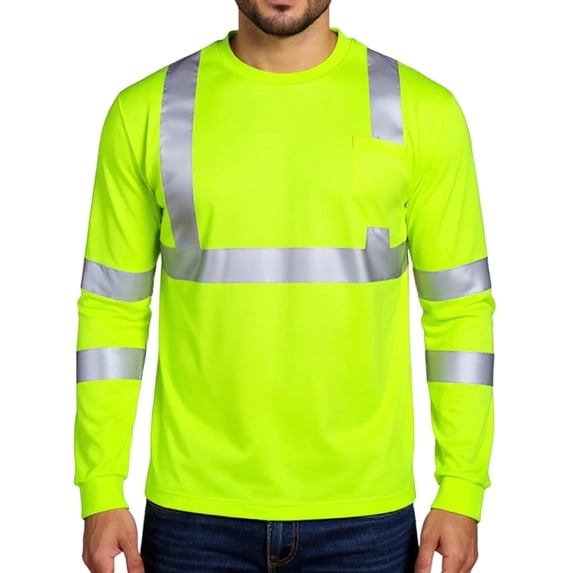 Safety Shirt Long Sleeve High Visibility Breathable T Shirt for Warehouse Construction Working