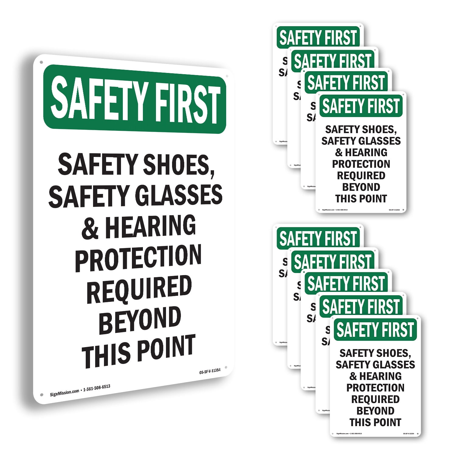 Safety Shoes Safety Glasses & OSHA SAFETY FIRST Aluminum Sign 18 Inch x ...