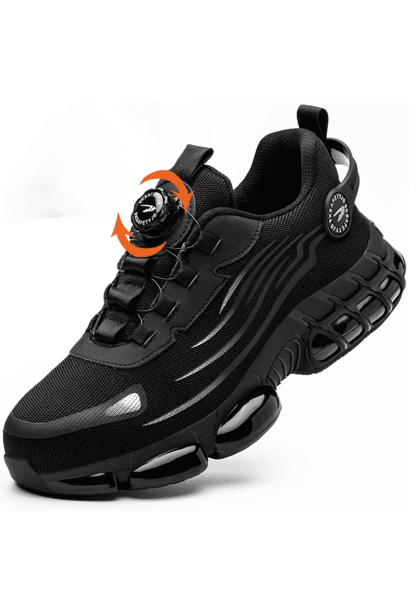 Safety Shoes Steel Toe Cap Shoes for Men Women Rotating Automatic Buckle Shoes Laces Safety Shoes Mens Work Boots Composite Toe Lightweight Fashion Breathable Comfortable
