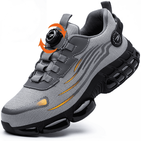 Safety Shoes Steel Toe Cap Shoes for Men Women Rotating Automatic Buckle Shoes Laces Safety Shoes Mens Work Boots Composite Toe Lightweight Fashion Breathable Comfortable