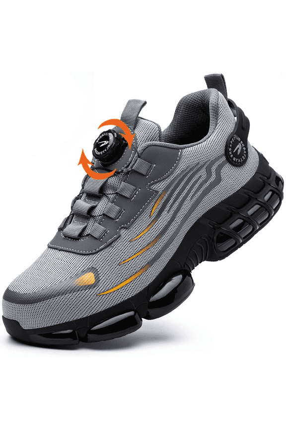 Safety Shoes Steel Toe Cap Shoes for Men Women Rotating Automatic Buckle Shoes Laces Safety Shoes Mens Work Boots Composite Toe Lightweight Fashion Breathable Comfortable