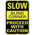 thumbnail image 1 of Safety Sign 12x16 Danger Sign (2 Pieces) Slow Blind Corner Proceed with Caution Traffic Sign Warning Caution Tin Signs Metal Road Yard Decor, 1 of 5