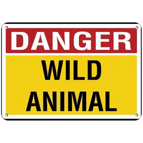 Safety Sign 12x16 Danger Sign Danger Wild Animal Activity Sign Campground Signs Wildlife Wall Art Warning Caution Tin Signs Metal Road Yard Decor