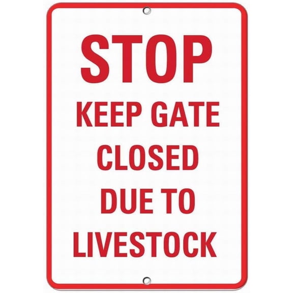 Safety Sign 8x12 Danger Sign (2 Pieces) Stop Keep Gate Closed Due to Livestock Activity Sign Warning Caution Tin Signs Metal Road Yard Decor