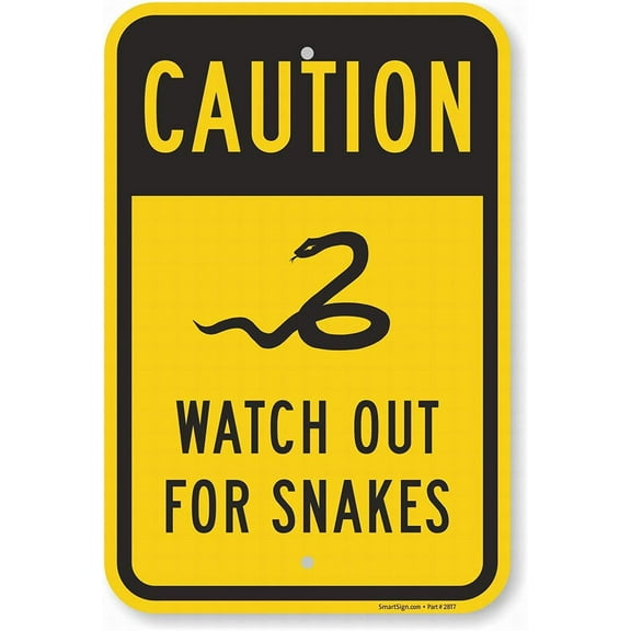 Safety Sign 8x12 Danger Sign Watch Out for Snakes Wall Art Warning Caution Tin Signs Metal Road Yard Decor