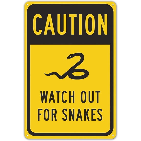 Safety Sign Danger Sign Watch Out For Snakes Wall Art Warning Caution Tin Signs Metal Road Yard Decor 8 X 12 Inches
