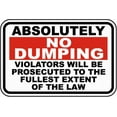 thumbnail image 1 of Safety Sign Notice Sign 8x12 Absolutely No Dumping Sign Warning Sign Tin Metal, 1 of 5
