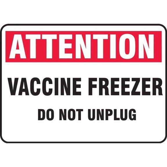 Safety Sign Vaccine Freezer Do Not Unplug Metal Sign, Medical Safety Alert for Home Business Public Use, Refrigerator Warning Sign, 8x12 Inch