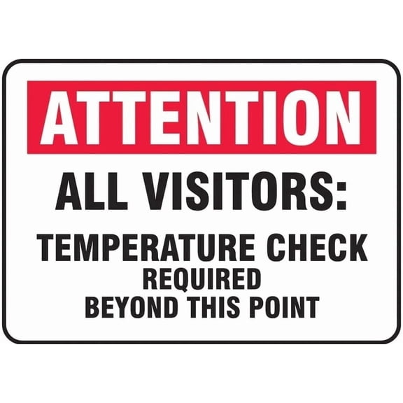 Safety Sign Visitor Temperature Check Required Metal Sign, Health Screening Plaque for Home Business Public Use, Entry Check Sign, 8x12 Inch