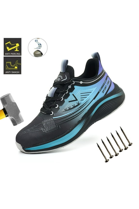 Safety Slip on Shoes for Men Steel Toe Work Sneakers Lightweight Breathable  Anti Puncture Work Boots - Slip Resistant Industrial Construction Shoes