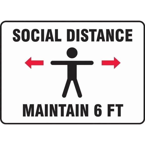 Safety Social Distance Maintain 6 FT Metal Sign, Public Health Plaque For Home Business Public Use, Social Distancing Sign, 8x12 Inch