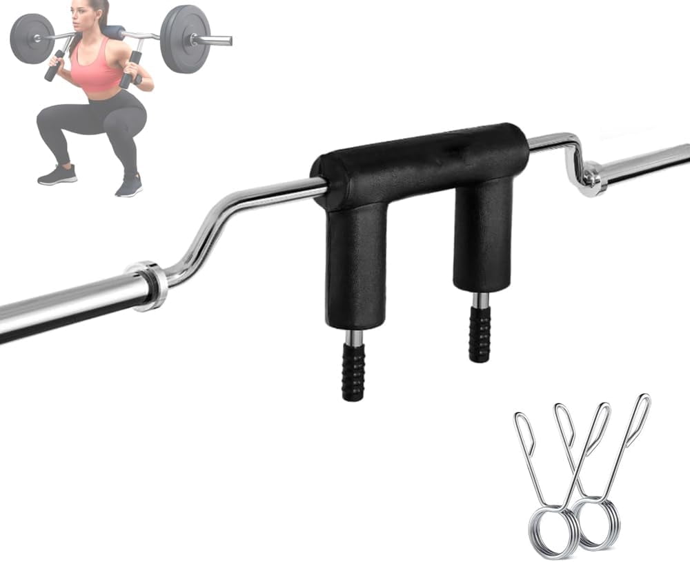 Safety Squat Bar - 700 Lb Capacity w/Shoulder & Neck Pad + 2 Locking Collars, Fits 2-Inch Plates (Weights Not Included)