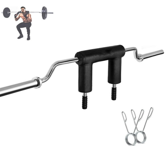Safety Squat Bar 700LB,Steel Fitness Squat Olympic Bar with 2 xBarbell Clips,Neck & Shoulder Pad,,Strength Training Bars Fits 2" Olympic Plates( Without Weights )