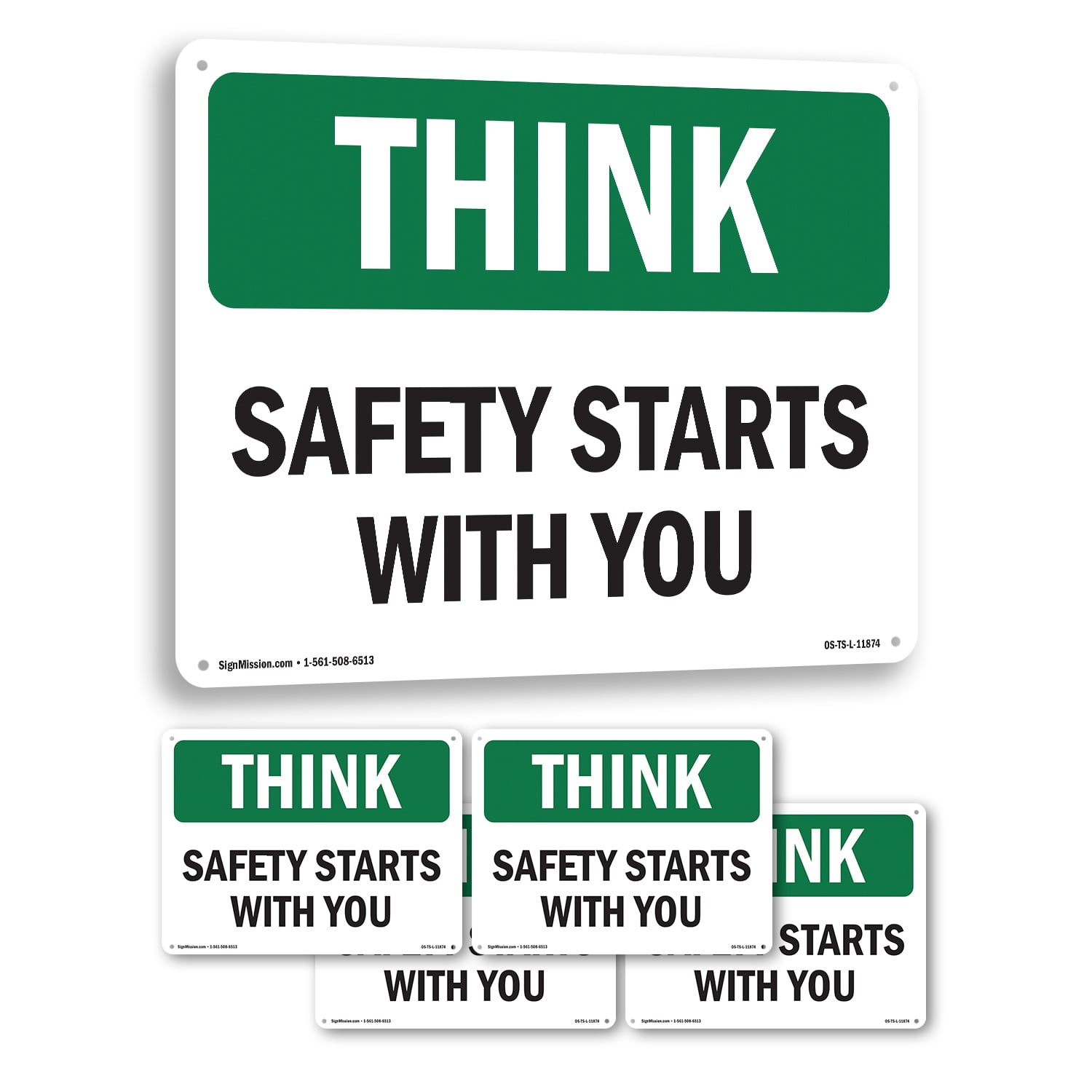 Safety Starts With You OSHA Think Aluminum Sign 10 Inch x 7 Inch - 5 ...