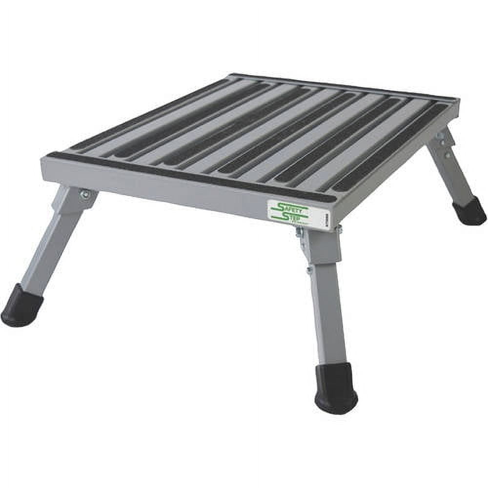 Silver Aluminum Large Folding Step Stool with Locking Legs
