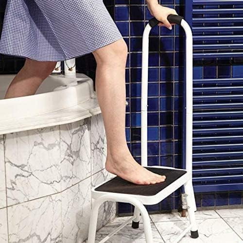 Safety Step Stool with a Handrail for Support, Lightweight and Portable, Steady and Stable, Includes a Non-Slip Step Surface, Platform Size: L10 x W15 x H10, Handrail Height: 35in$$Tools