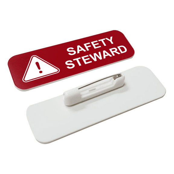 Safety Steward 1 x 3" Name Tag/Badge, Red, (3 Pack)
