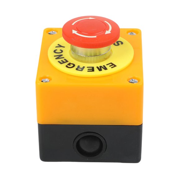 Safety Stop Button Switch Box Waterproof Industrial Machine Dual Circuit DPST 600V 10A Panel Mount 22Mm Cutout Weatherproof Plastic Housing Operator Equipment Control
