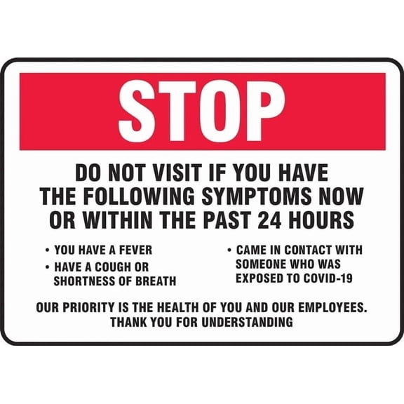 Safety Stop Do Not Visit With Symptoms Metal Sign, Health Warning Plaque For Home Business Public Use, Symptom Restriction Sign, 8x12 Inch