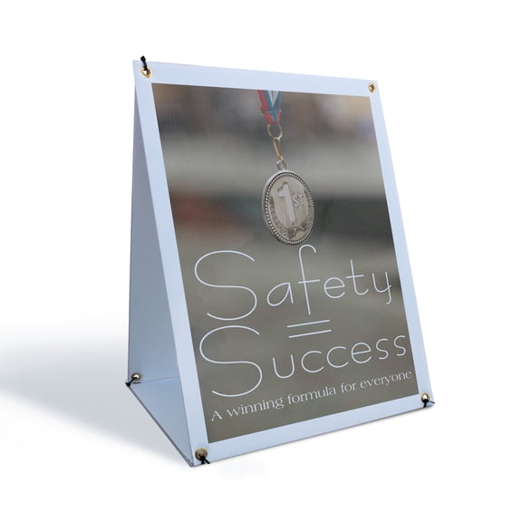 Safety Success Winning Form Sidewalk Sign 18 Inch x 24 Inch A-Frame Images On Both Sides | Professional Workplace Signage, Clear Messaging, Durable Design | Made in USA