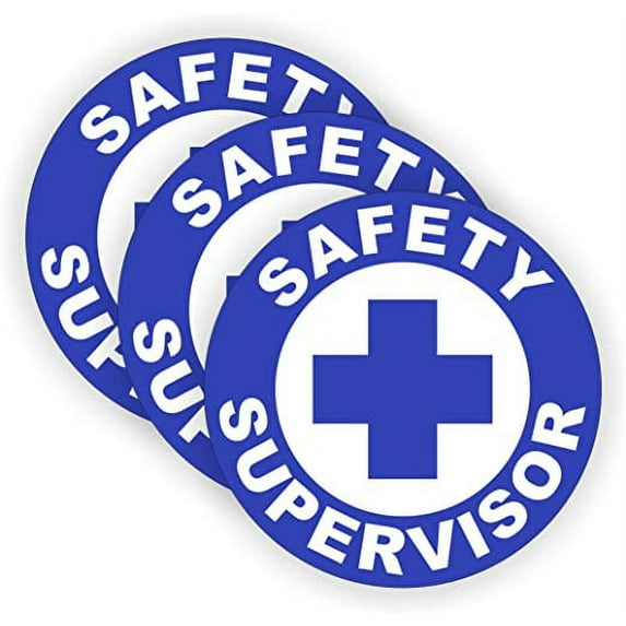 Safety Supervisor Hard Hat Sticker / Helmet Decal Label Lunch Tool Box | Size: 2" Diameter | Set of 3 Stickers!
