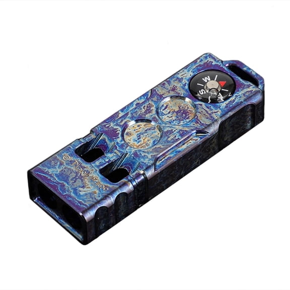 Safety Survival Double Tube Whistle for Hikings Camping Training Outdoor Sports Titanium Alloy Emergency Keyring Whistle