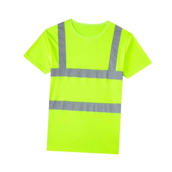 Safety T Shirts, High Visibility Reflective Shirts, Quick Drying Lightweight High Visibility Short Sleeve for Outdoor Road Construction Adult L