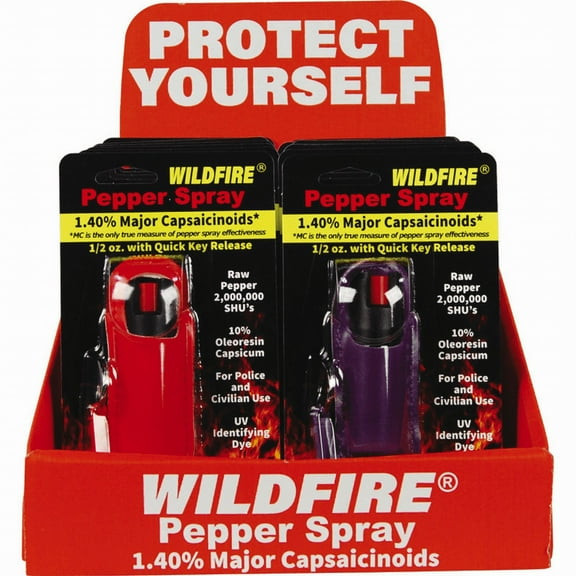 Safety Technology D-WF-HC-MIXED Wild Fire Pepper Shot with Counter Display, Multi Color - 12 Piece
