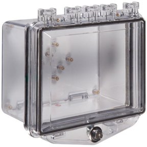 Enclosure, Polycarbonate, Surface Mount, 10 in W x 5 1/4 in H x 10 in D, Clear