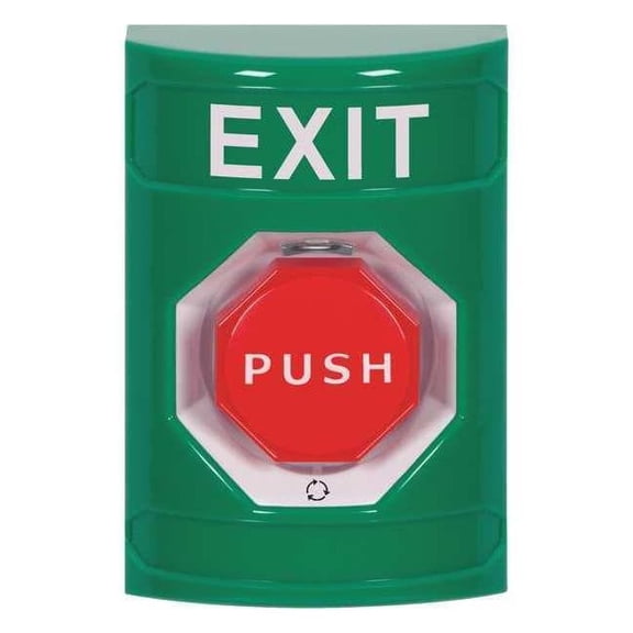 Safety Technology International Exit Push Button,Green,SPDT,2-7/8" D SS2109XT-EN