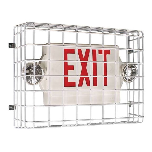 Safety Technology International Wire Guard,Steel,White,20 1/2,Exit Sign STI-9740