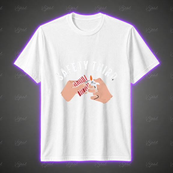 Safety Third Firecracker Lighter Funny Fireworks Pyrotechnic Joke Unisex T-Shirt, S-5XL