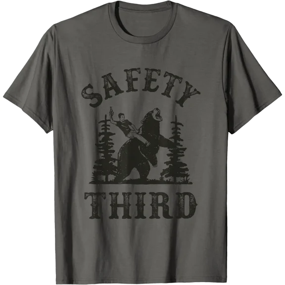 Safety Third Funny Cowboy Riding Bear Sarcastic Safety T-Shirt, Unisex T-Shirt