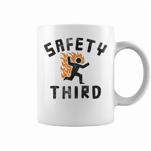 Safety Third Running Man Fire Stick Figure Running Coffee Mugs
