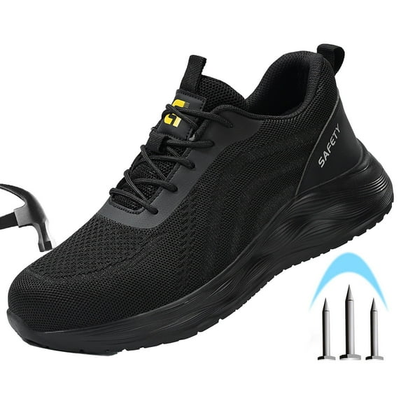 Safety Trainers Lightweight Work Shoes for Men, Non Slip & Breathable Steel Toe Shoes for women Kitchen Shoes
