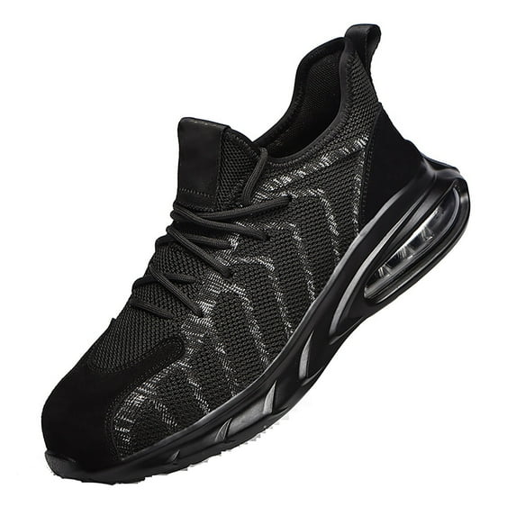 Safety Trainers Men's Steel Toe Cap Trainers Breathable Work Sneakers with Air Cushion(Color:grey,black)