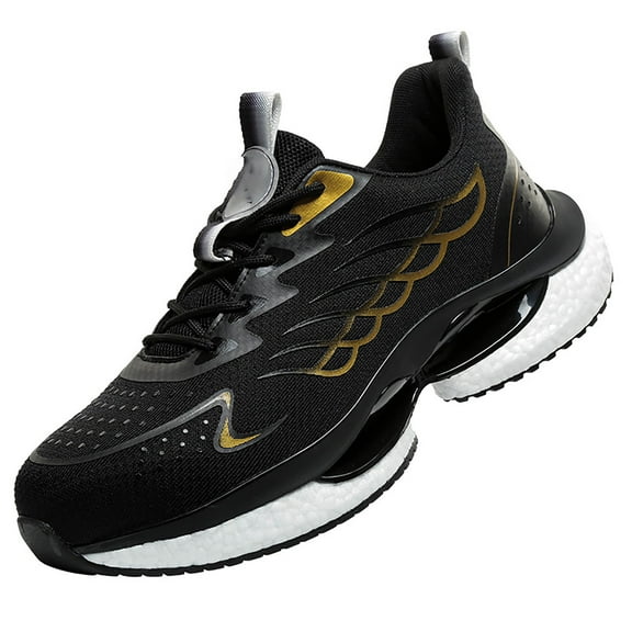 Safety Trainers Men's Steel Toe Cap Trainers Fashionable Work Sneakers Lightweight Breathable insulation EU 36-46 Black