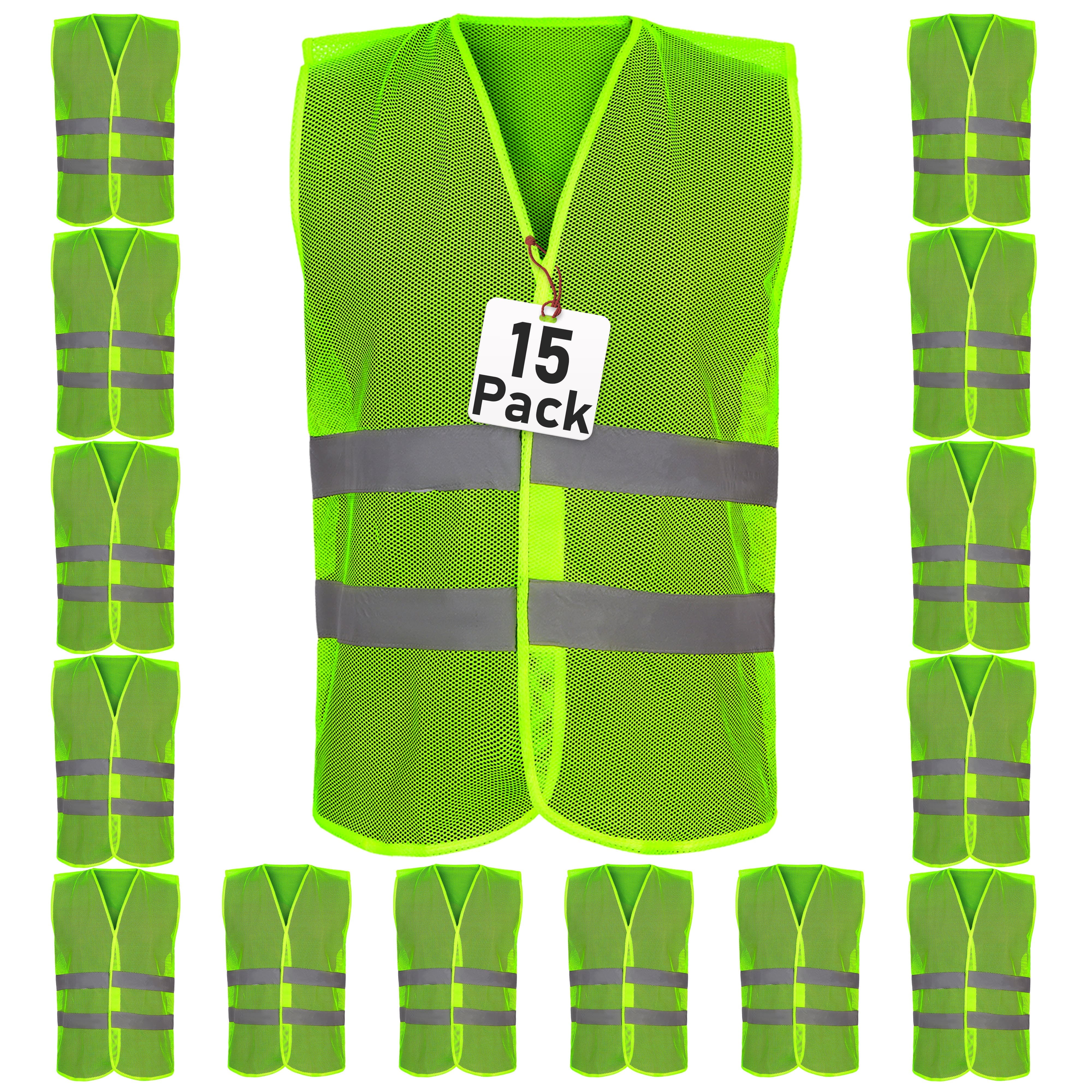 Safety Vest - 5, 10, 15 Pack - High Visibility Vest for Everyday Use ...
