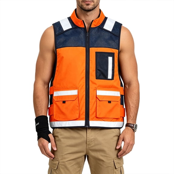 Safety Vest High Vis Reflective Vest for Men with Pockets High Visibility Construction Work Vest