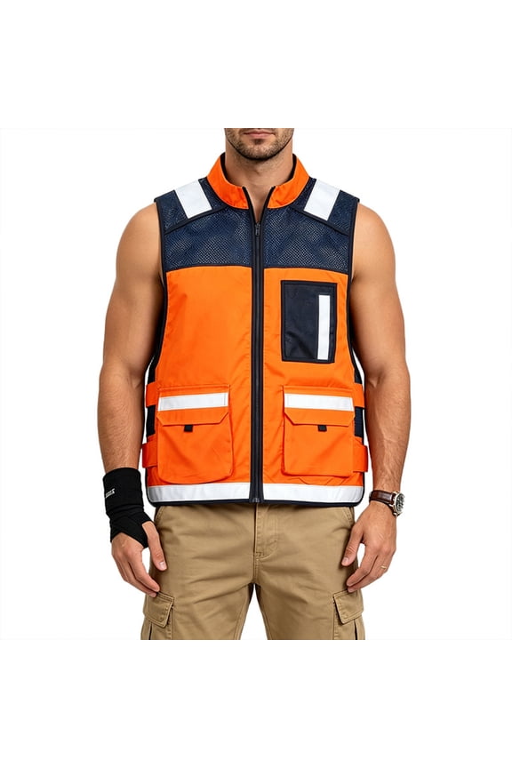 Safety Vest High Vis Reflective Vest for Men with Pockets High Visibility Construction Work Vest
