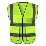 Safety Vest for Men High Visibility Reflective Vests Construction Security Workwear Vest with Multi Pockets